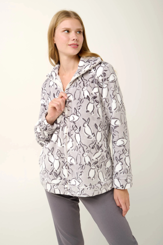 Vamp - Župan na zip s potiskem králíčka 21457 - Vamp light gray S