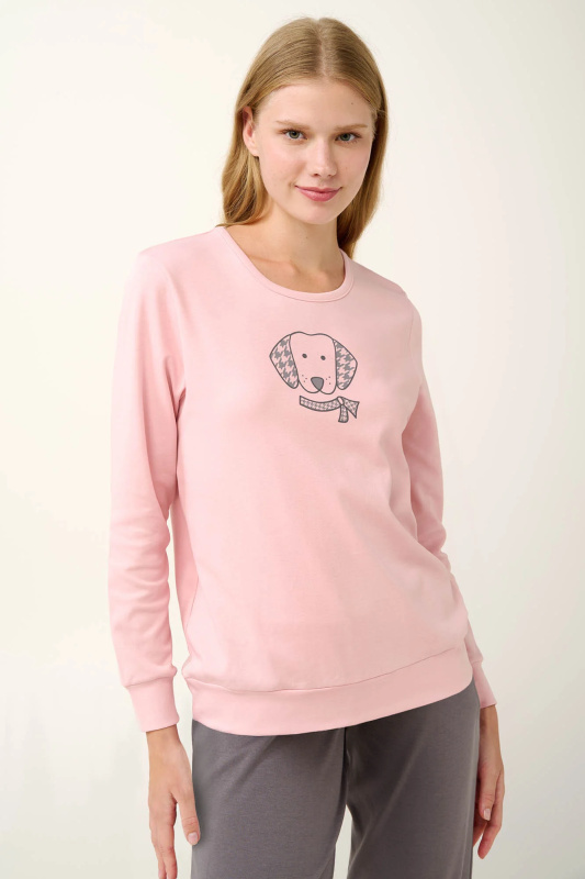 Vamp - Souprava pyžama a fleecové vesty s potiskem psa 21499 - Vamp pink peach L