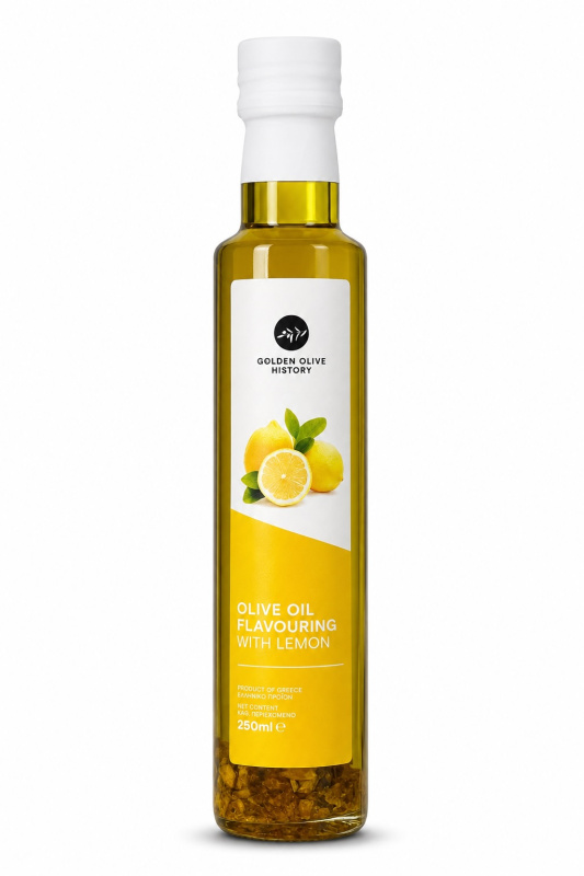 Golden Olive History Kréta ochucený extra panenský olivový olej s citrónem 250 ml – sklo