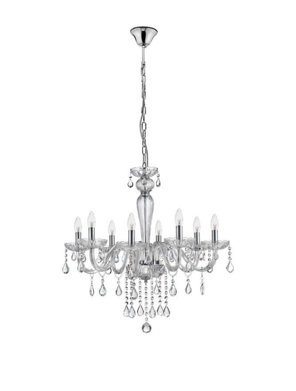 Nova Luce Závěsné svítidlo VENEZIA chromovaný hliník sklo a K9 křišťály E14 8x5 W