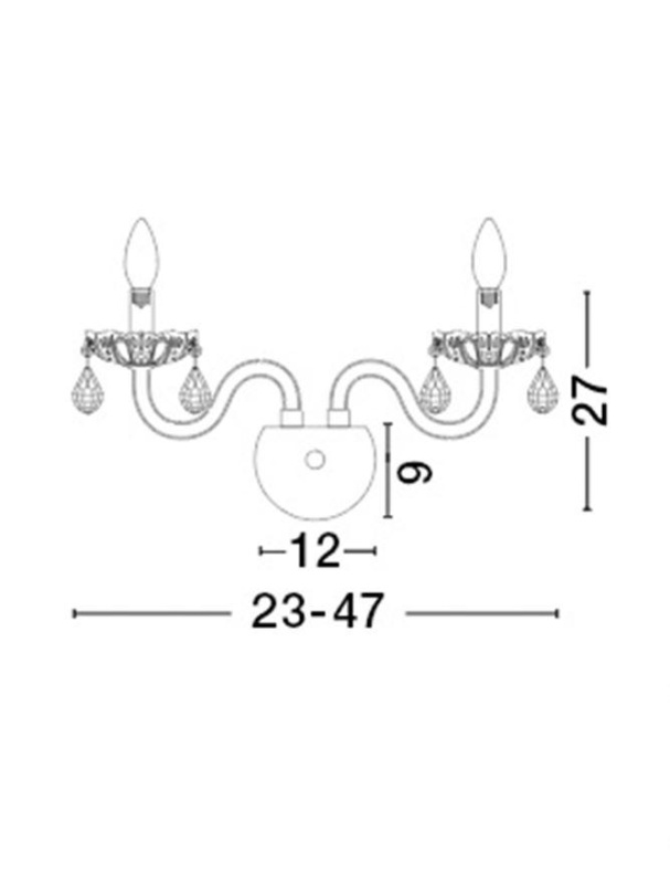 Nova Luce Nástěnné svítidlo VENEZIA chromovaný hliník sklo a K9 křišťály, E14 2x5 W