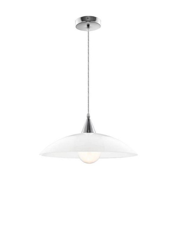 Nova Luce Závěsné svítidlo VICINO bílé lesklé sklo chromovaný kov E27 1x12W