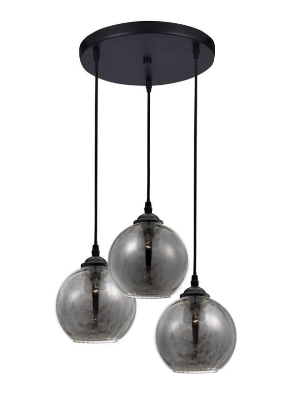 Nova Luce Závěsné svítidlo ADELINA kouřové sklo černý kov E27 3x12W
