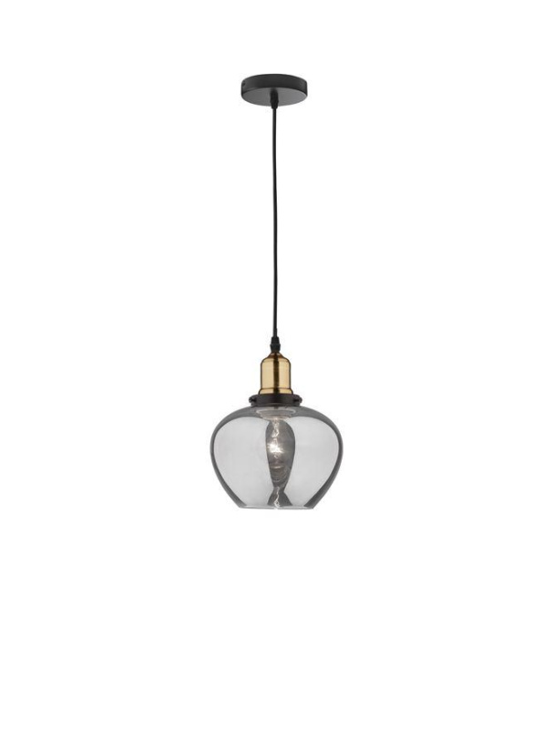Nova Luce Závěsné svítidlo CEDRO kouřové sklo Bronz a černý kov E27 1x12W