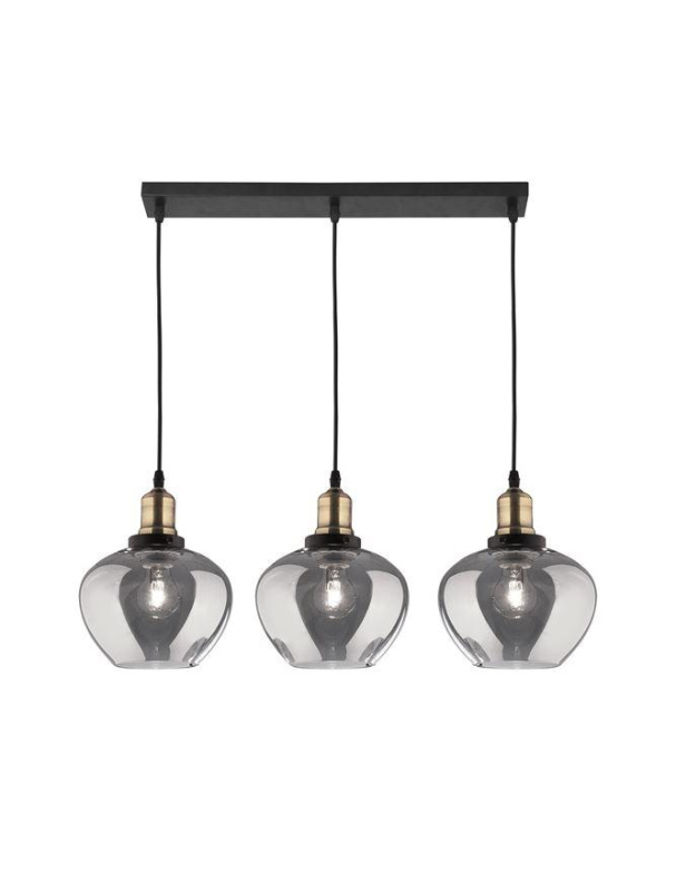 Nova Luce Závěsné svítidlo CEDRO kouřové sklo Bronz a černý kov E27 3x12W