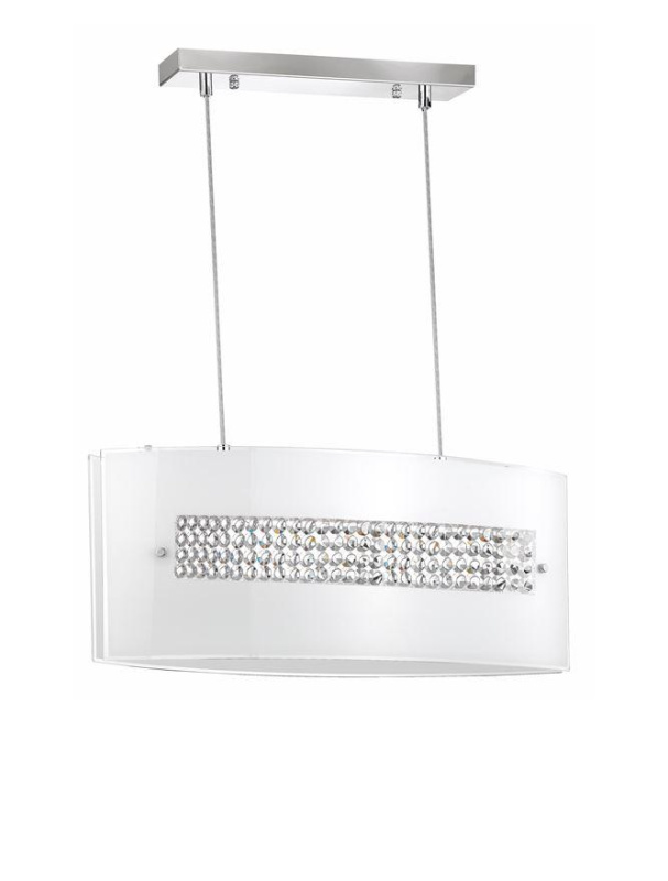 Nova Luce Závěsné svítidlo THELTA chromovaný hliník bílé sklo a křišťál E27 3x12W