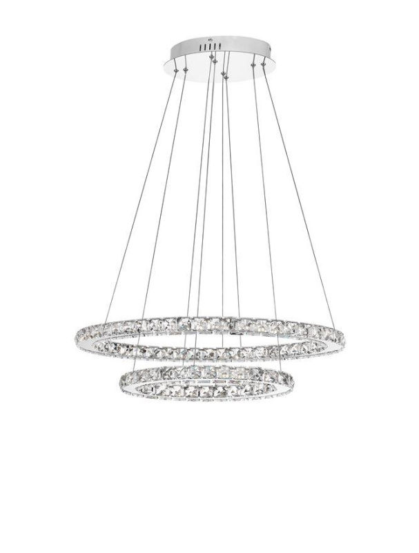 Nova Luce Závěsné LED svítidlo CELINE chromovaný hliník a křišťál nastavitelné 40W 3500K