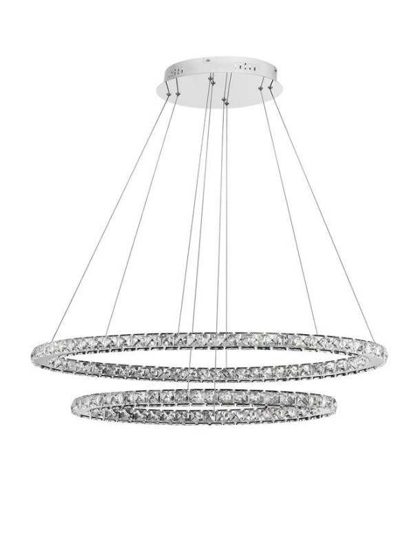 Nova Luce Závěsné LED svítidlo CELINE chromovaný hliník a křišťál nastavitelné 52W 3500K