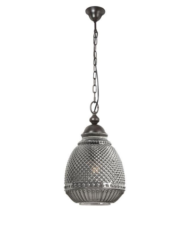 Nova Luce Závěsné svítidlo TOULON, 27cm, E27 1x12W Barva: Kouřové sklo