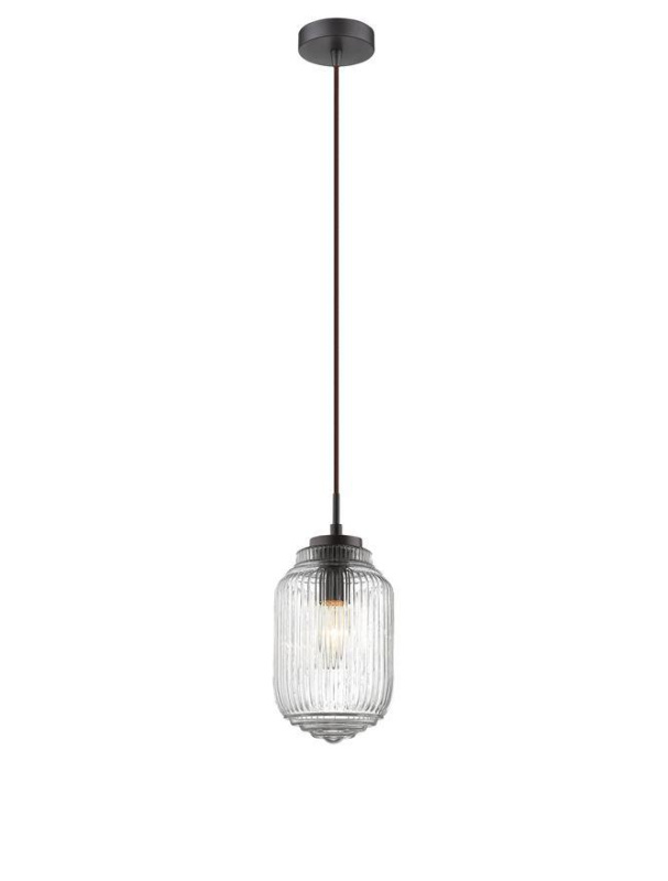 Nova Luce Závěsné svítidlo NORD čiré sklo hnědá kovová základna E14 1x5W