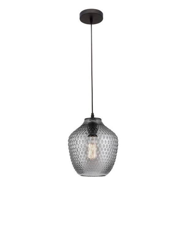 Nova Luce Závěsné svítidlo CLARO kouřové sklo černý kov E27 1x12W