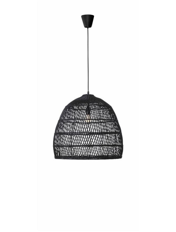 Nova Luce Závěsné svítidlo DESTIN železo a ratan, černá barva E27 1x12W