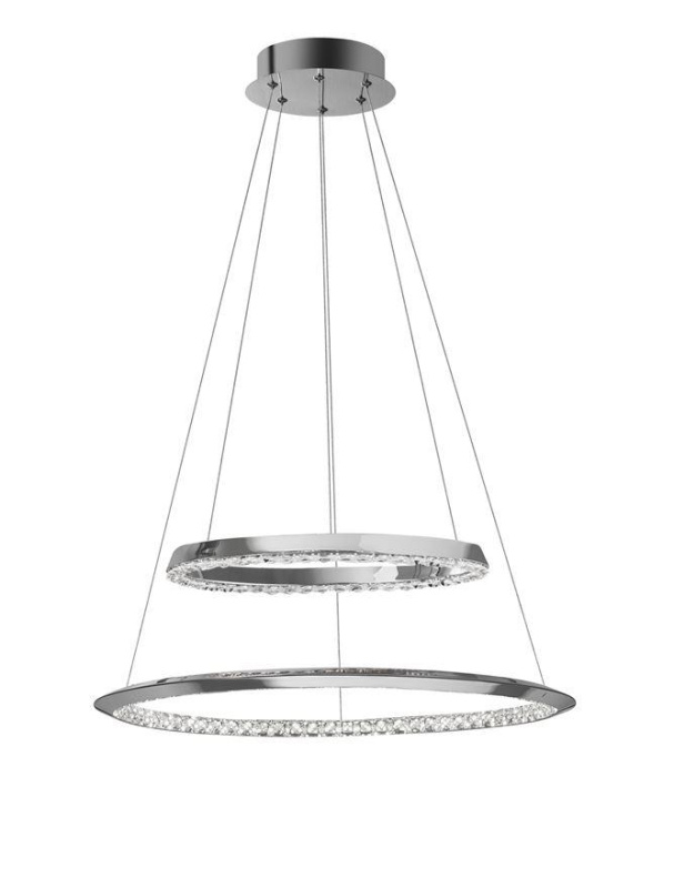 Nova Luce Závěsné svítidlo NETUNO chromovaný hliník a křišťál nastavitelné LED 36W 3000K stmívatelné