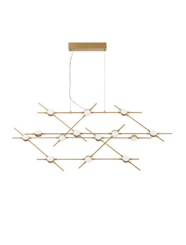 Nova Luce Závěsné LED svítidlo ATOMO zlatý kov a akryl 14 x 2.4W 3000K vč. dálkového ovládání stmívatelné