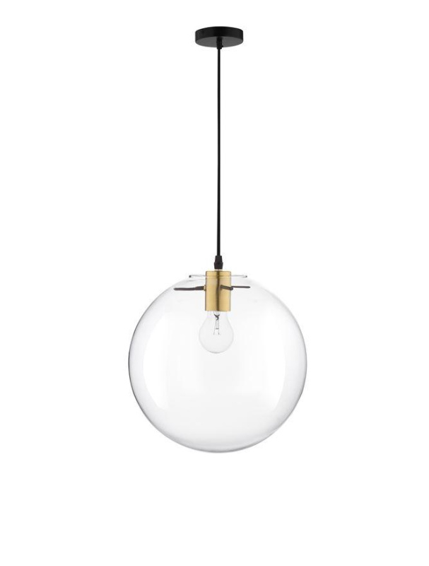 Nova Luce Závěsné svítidlo MIRALE zlatý kov čiré sklo a černý PVC kabel E27 1x12W