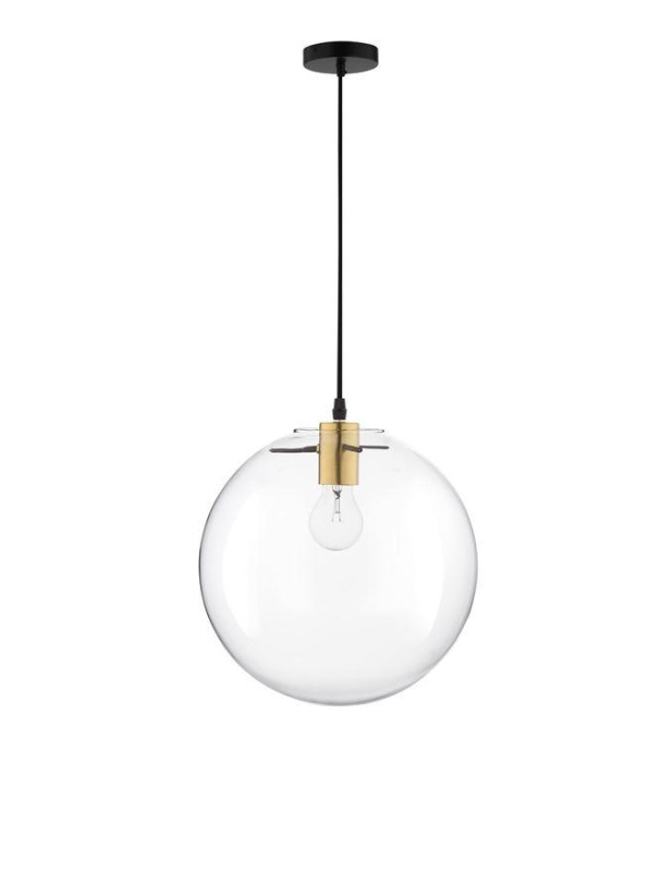 Nova Luce Závěsné svítidlo MIRALE zlatý kov čiré sklo a černý PVC kabel E27 1x12W