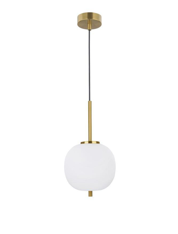 Nova Luce Závěsné svítidlo LATO opálové sklo antický mosazný kov černý kabel E14 1x5W