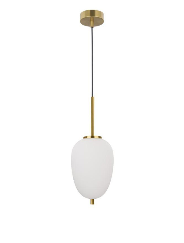 Nova Luce Závěsné svítidlo LATO opálové sklo antický mosazný kov černý kabel E14 1x5W