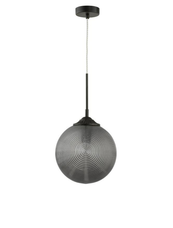 Nova Luce Závěsné svítidlo ATHENA kouřové šedé sklo matný černý kov E27 1x12W