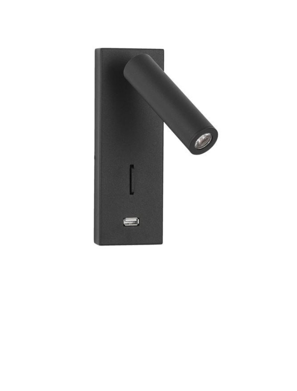 Nova Luce Bodové LED svítidlo FUSE, USB nabíjení, 3W 3000K Barva: Černá
