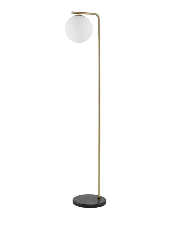 Nova Luce Stojací lampa ALVAREZ saténový zlatý kov a černý mramor bílé opálové sklo E27 1x12W