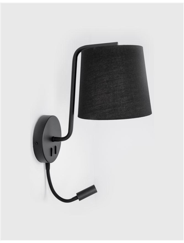 Nova Luce Nástěnné svítidlo SAGE, vypínač na těle E27 1x12W 1x3W čtecí lampička Barva: Černá