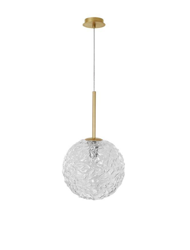 Nova Luce Závěsné svítidlo MIRANO čiré strukturované sklo a broušená zlatá Ocel E27 1x12W