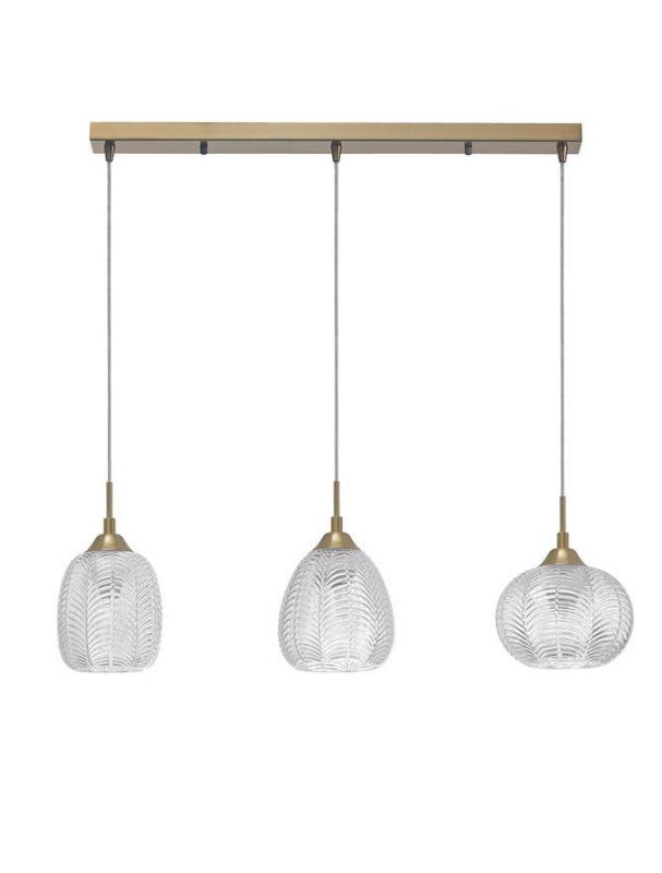 Nova Luce Závěsné svítidlo VARIO čiré sklo a saténový zlatý kov E27 3x12W