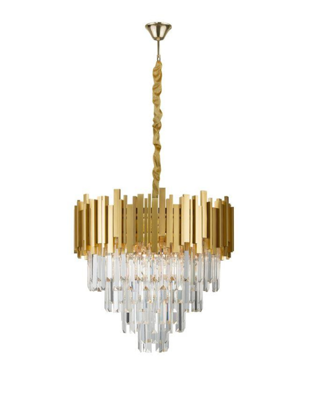 Nova Luce Závěsné svítidlo GRANE zlatý kov a křišťál E14 8x5W