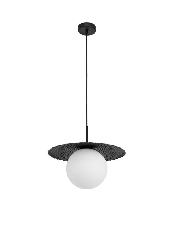 Nova Luce Závěsné svítidlo OBBIT opálové sklo, 38cm, E27 1x12W Barva: Černá