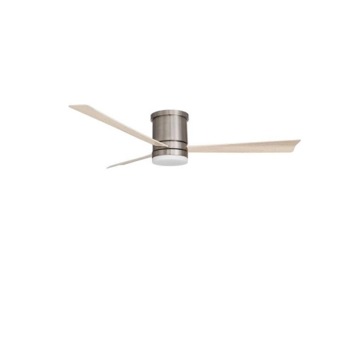 Nova Luce Stropní ventilátor se světlem SATIN broušený nikl ocel a sklo dřevěné listy 5 rychlostí 35W LED 18W 3000K