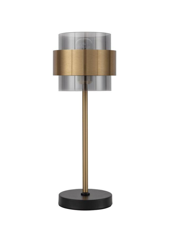 Nova Luce Stolní lampa SIANNA kouřové sklo mosazný zlatý kov E27 1x12W