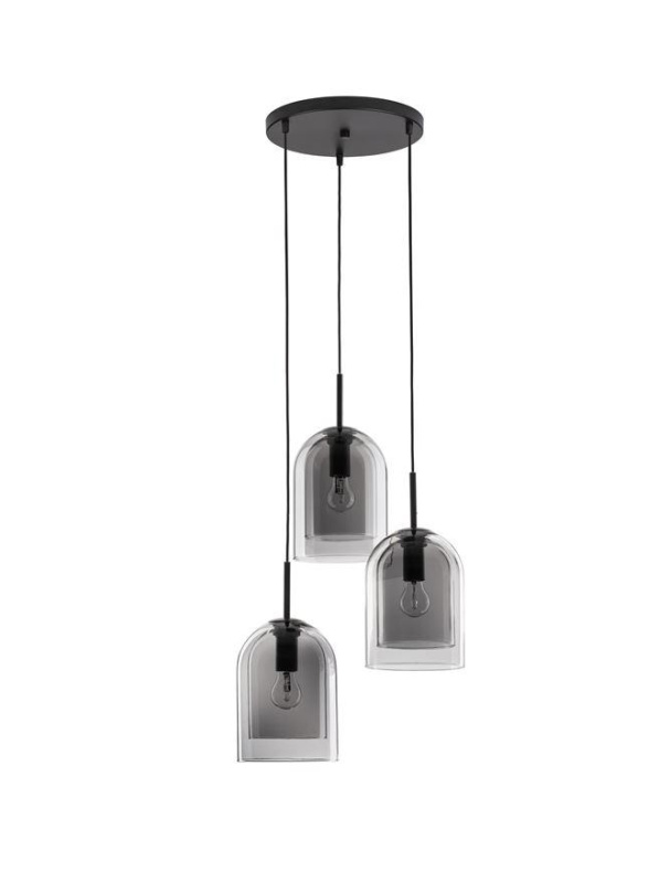 Nova Luce Závěsné svítidlo VELOR dvouvrstvé kouřové sklo E27 3x12W
