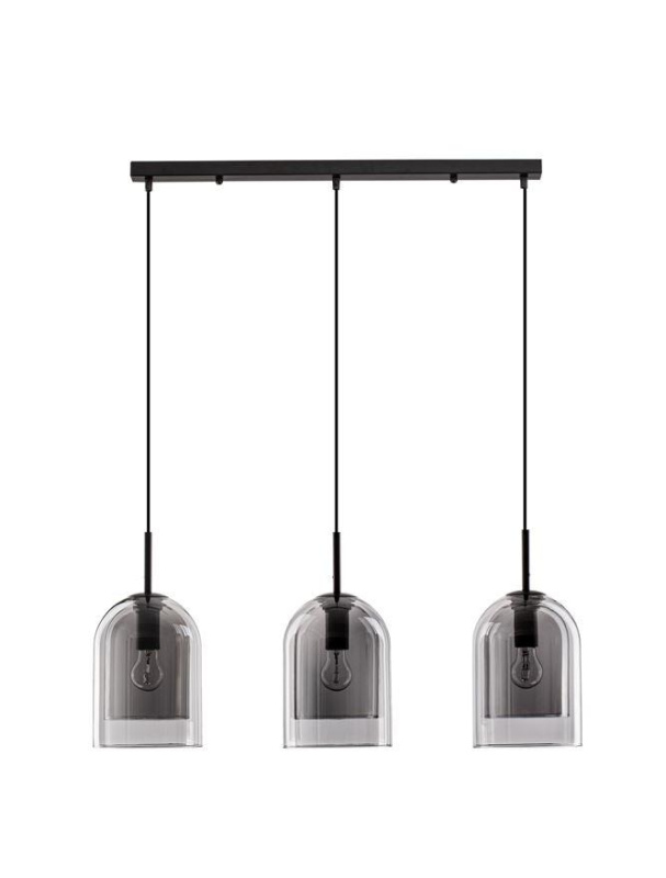 Nova Luce Závěsné svítidlo VELOR dvouvrstvé kouřové sklo E27 3x12W