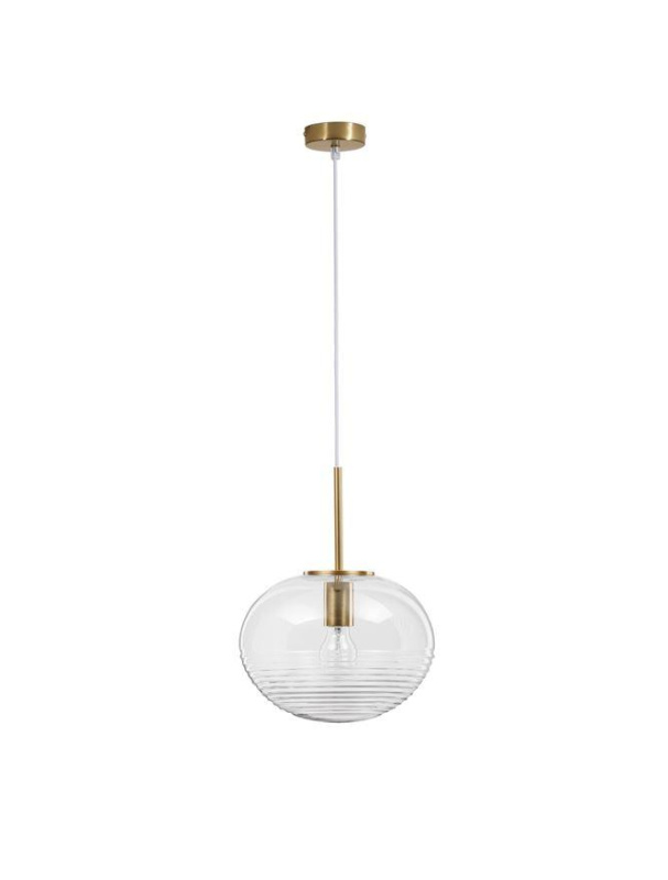 Nova Luce Závěsné svítidlo MAEVE čiré sklo bílá kabel mosazný zlatý kov E27 1x12W