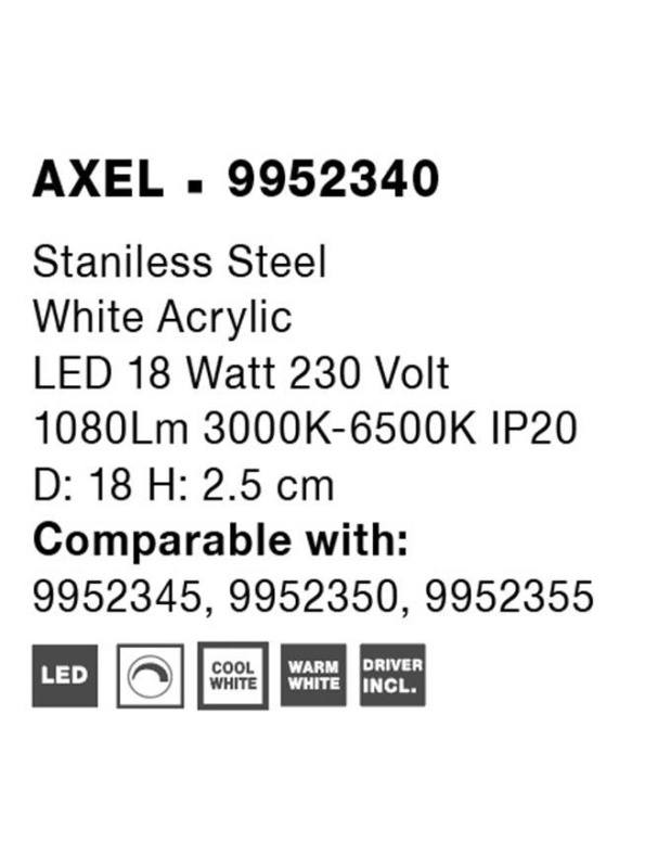 Nova Luce LIGHT SOURCE světlo pro ventilátory AXEL LED 18W 3000-6500K stmívatelné