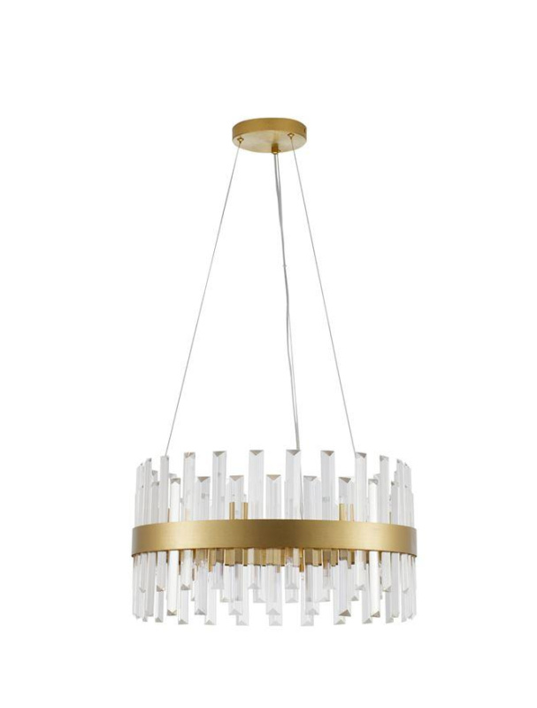 Nova Luce Závěsné svítidlo CROWN saténový zlatý kov čirý křišťál 55cm