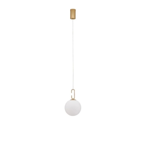 Nova Luce Závěsné svítidlo HOOK saténový zlatý kov a opálové bílé sklo LED 10.6W 3000K