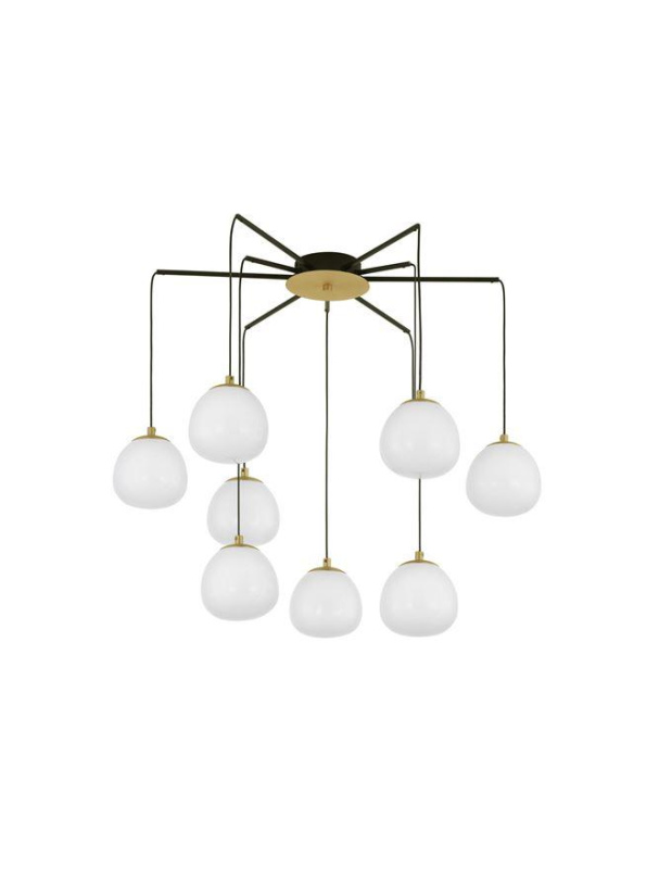 Nova Luce Závěsné svítidlo THE EGG zlatá a matný černý kov lesklé opálové sklo G9 8x5W
