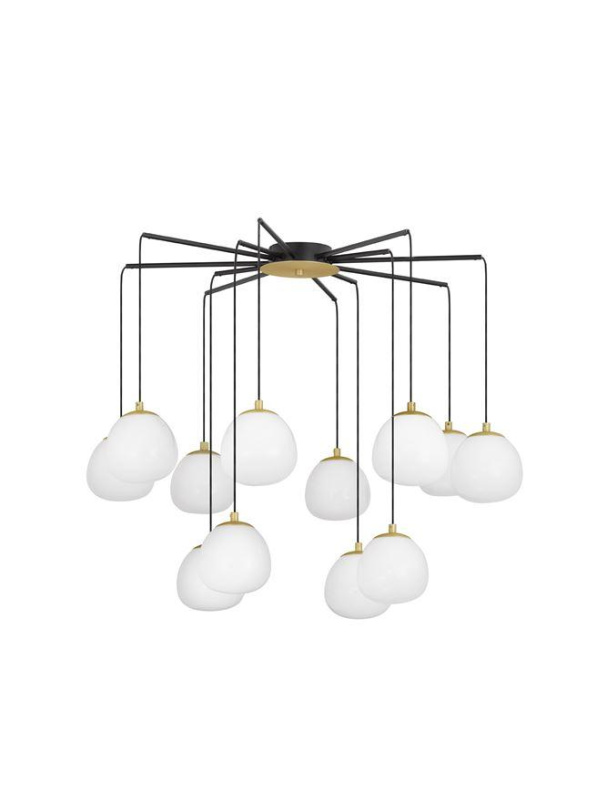 Nova Luce Závěsné svítidlo THE EGG zlatá a matný černý kov lesklé opálové sklo G9 12x5W