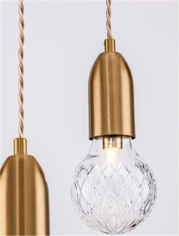 Nova Luce Závěsné svítidlo VEDA, čiré sklo G9 3x6W Barva: Mosaz