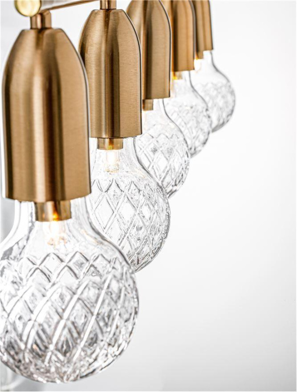 Nova Luce Závěsné svítidlo VEDA, čiré sklo G9 5x6W Barva: Mosaz