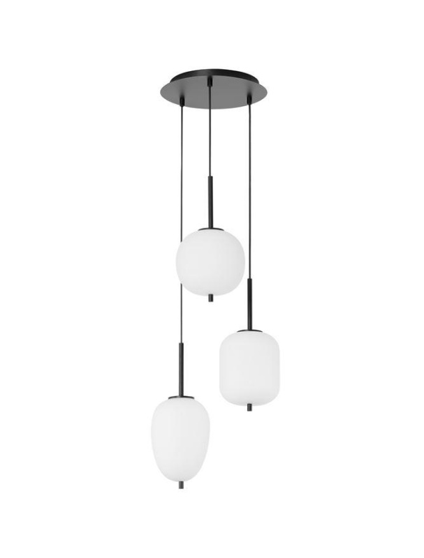 Nova Luce Závěsné svítidlo LATO černý kov a opálové sklo E14 3x5W