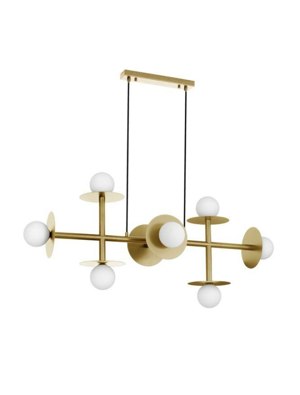 Nova Luce Závěsné svítidlo PIELO, 109cm, opálové sklo G9 8x5W Barva: Zlatá