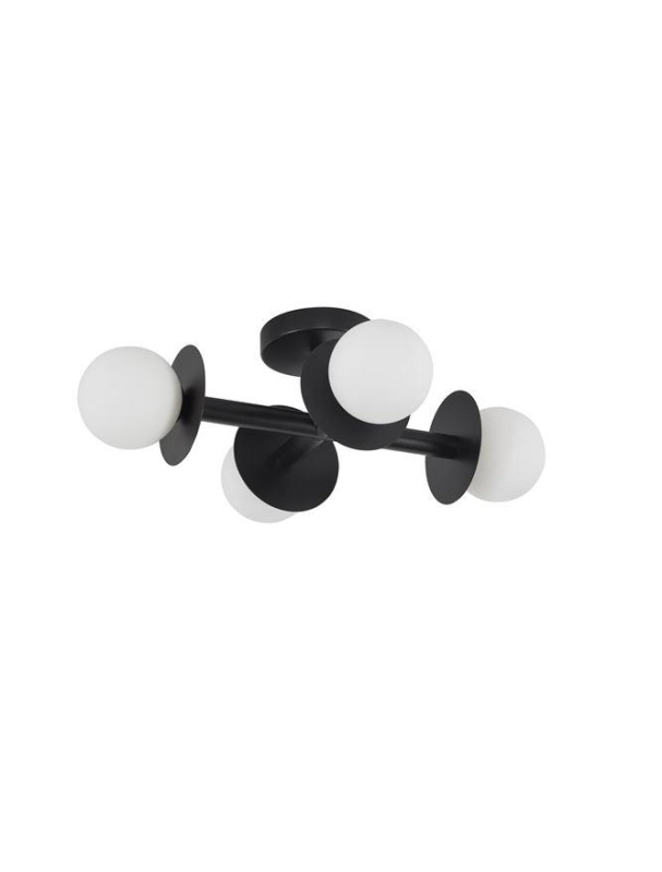 Nova Luce Stropní svítidlo PIELO, 51cm, opálové sklo G9 4x5W Barva: Černá