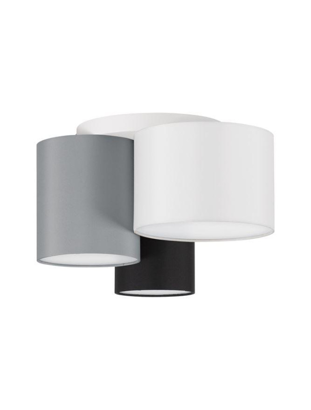 Nova Luce Stropní svítidlo BRYSON bílá kovovová základna bílé, černé a šedé stínítko E27 3x12W