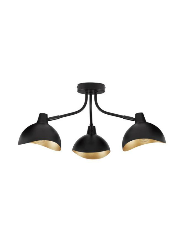 Nova Luce Stropní svítidlo GEETI matná černá a zlatý kov E14 3x5W