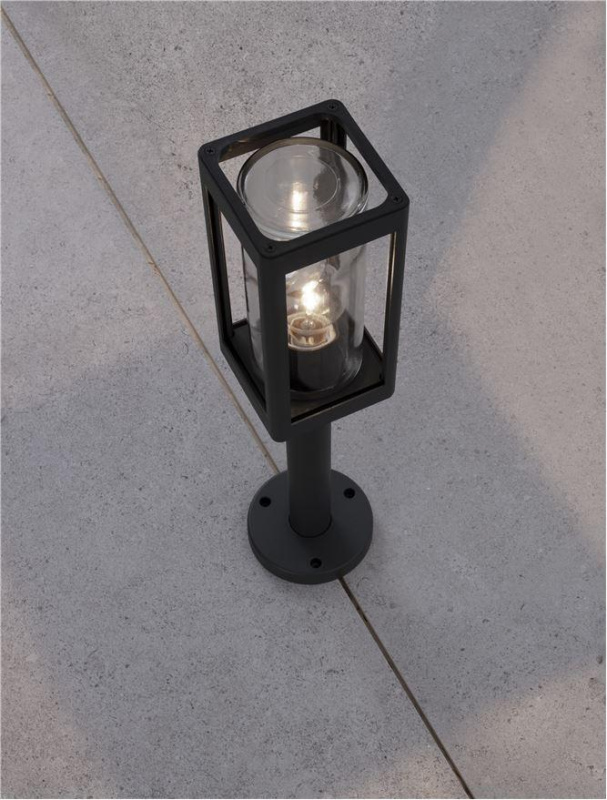 Nova Luce Venkovní sloupkové svítidlo FIGO tmavě šedý hliník a čiré sklo E27 1x12W IP54