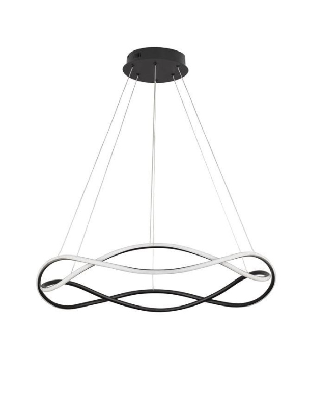 Nova Luce Závěsné LED svítidlo JINAL, černý kov, hliník a silikon 3000K 55W stmívatelné