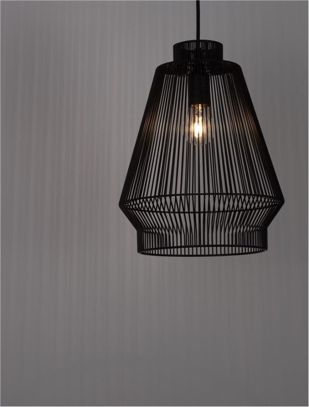 Nova Luce Závěsné svítidlo BREDO černý hliník černý kabel E27 1x12W
